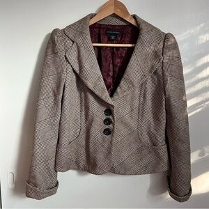 BANANA REPUBLIC Wool Blend Cropped Plaid Blazer Size 10P